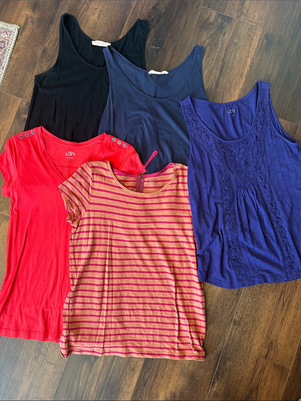 Ann Taylor LOFT lot of 5 tees tanks 6 8 10 M